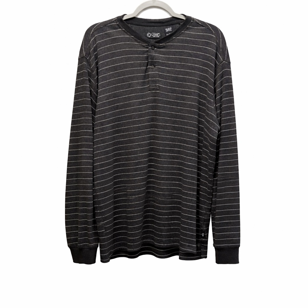 Chaps Est. 1978 Charcoal Striped Henley Long Sleeve Shirt Size XL/TG